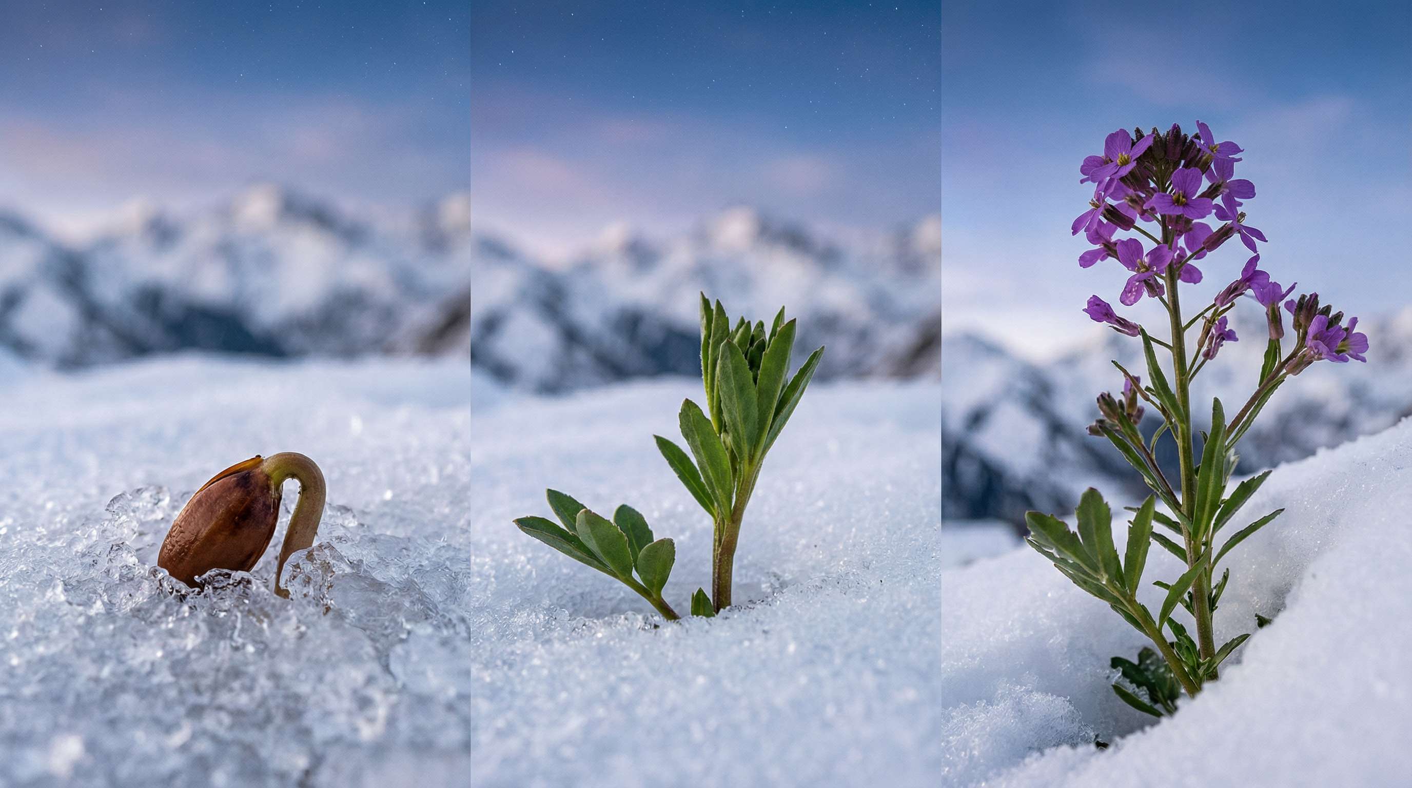 日本电影植物破雪而出延时视频